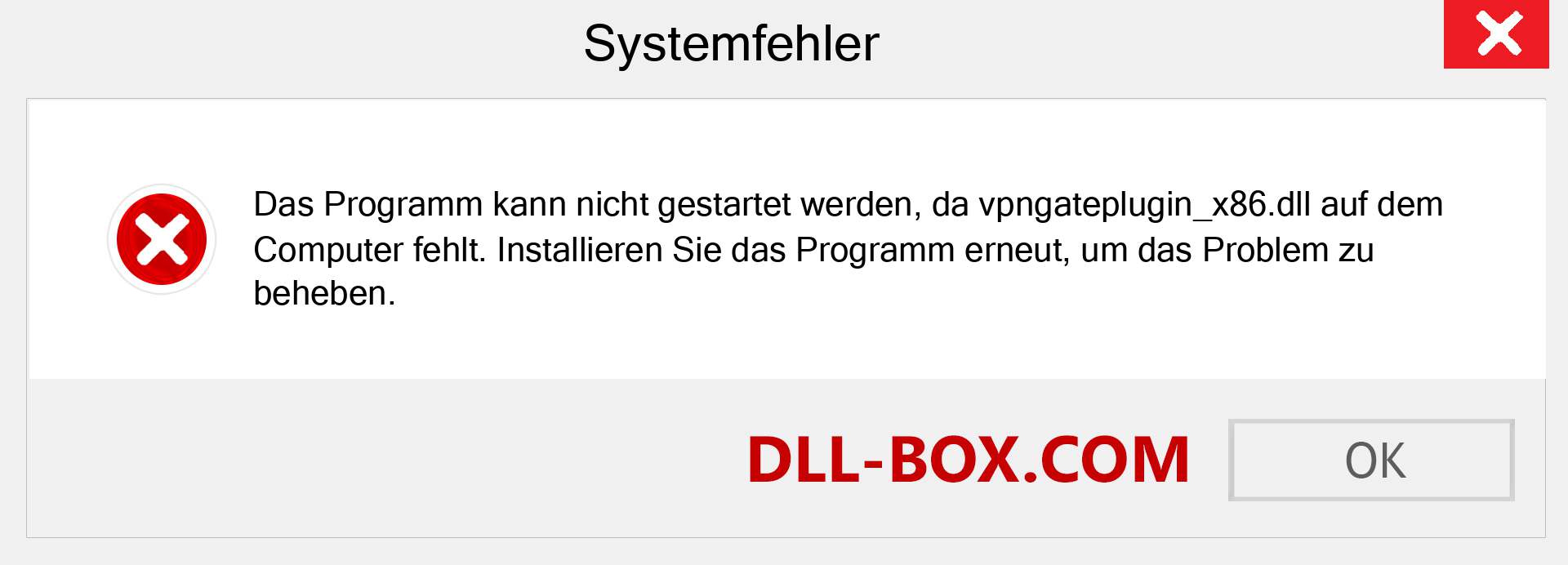 vpngateplugin_x86.dll-Datei fehlt?. Download für Windows 7, 8, 10 - Fix vpngateplugin_x86 dll Missing Error unter Windows, Fotos, Bildern